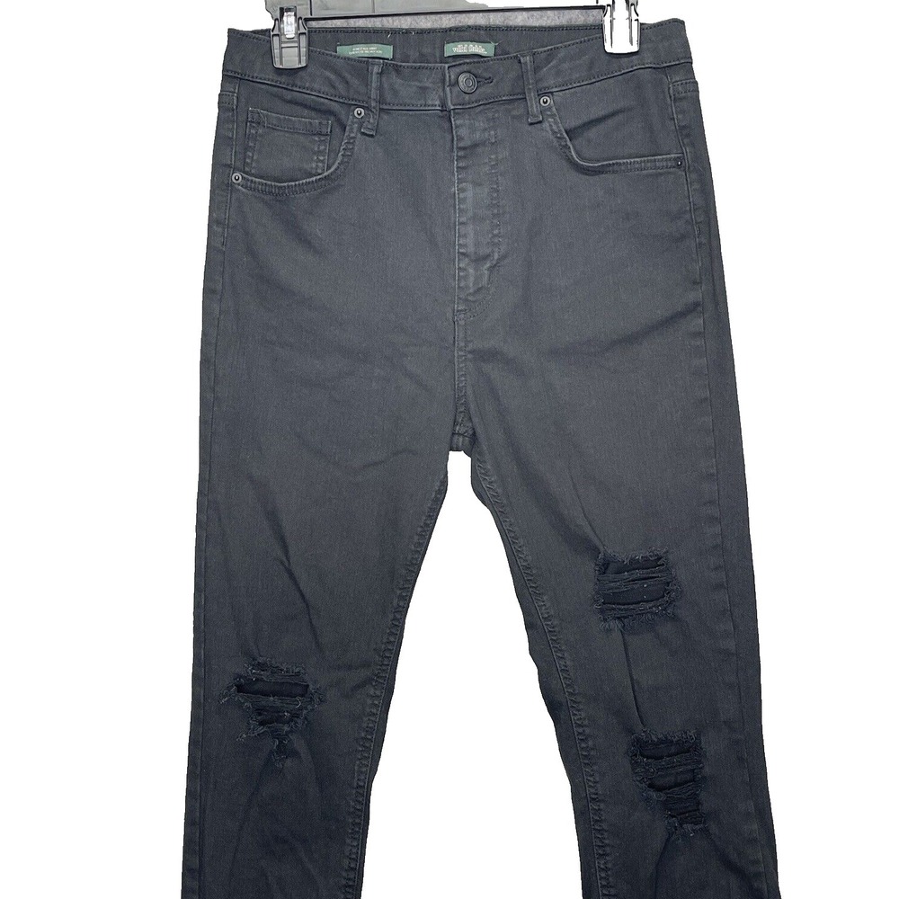 Wild Fable Womens Skinny Jeans Black Distressed Ripped Size 4 High Waisted - Picture 3 of 13